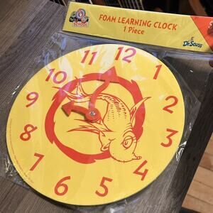 Foam Clock - Dr. Seuss Fish 2013 10” Learn To Tell Time - Kids Educational Toy